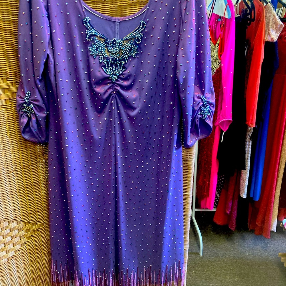 Mauve designer Latin/rhythm dress. Size XXL